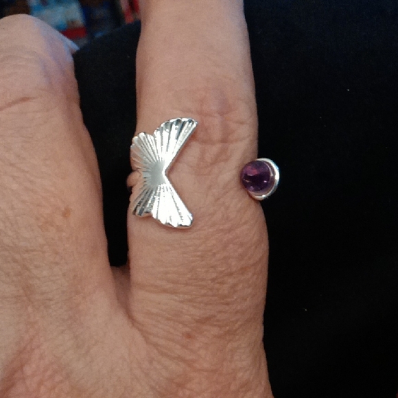 💍Avon Purple Peace Amethyst Open Butterfly Ring, Size 10 - Picture 1 of 5